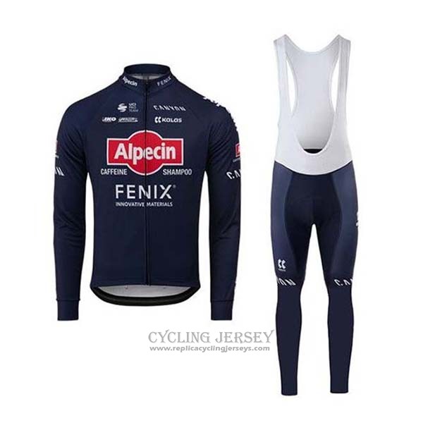 2020 Cycling Jersey Alpecin Fenix Blue Red Long Sleeve And Bib Tight